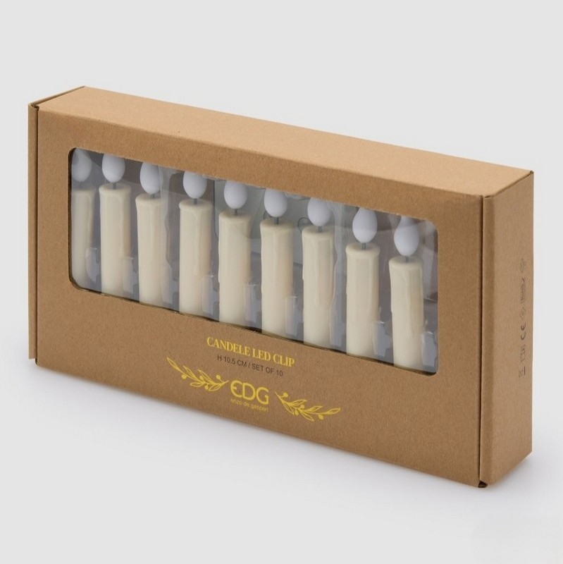 Set 10 candele luce led con clip per essere appese, ad esempio, all'albero di Natale - incluso telecomando per il controllo a distanza